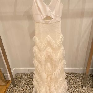 BCBG LONG CREAM PROM DRESS
